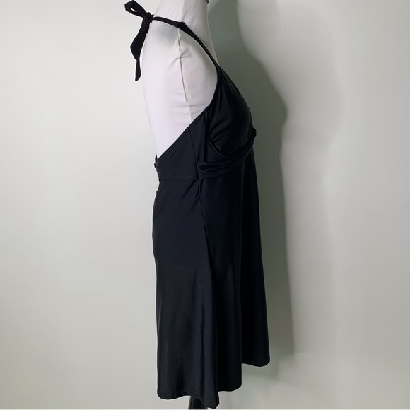NWT Athleta Women's Black Tara Halter Swim V-Neck Dress Size 38D/DD - Picture 5 of 13